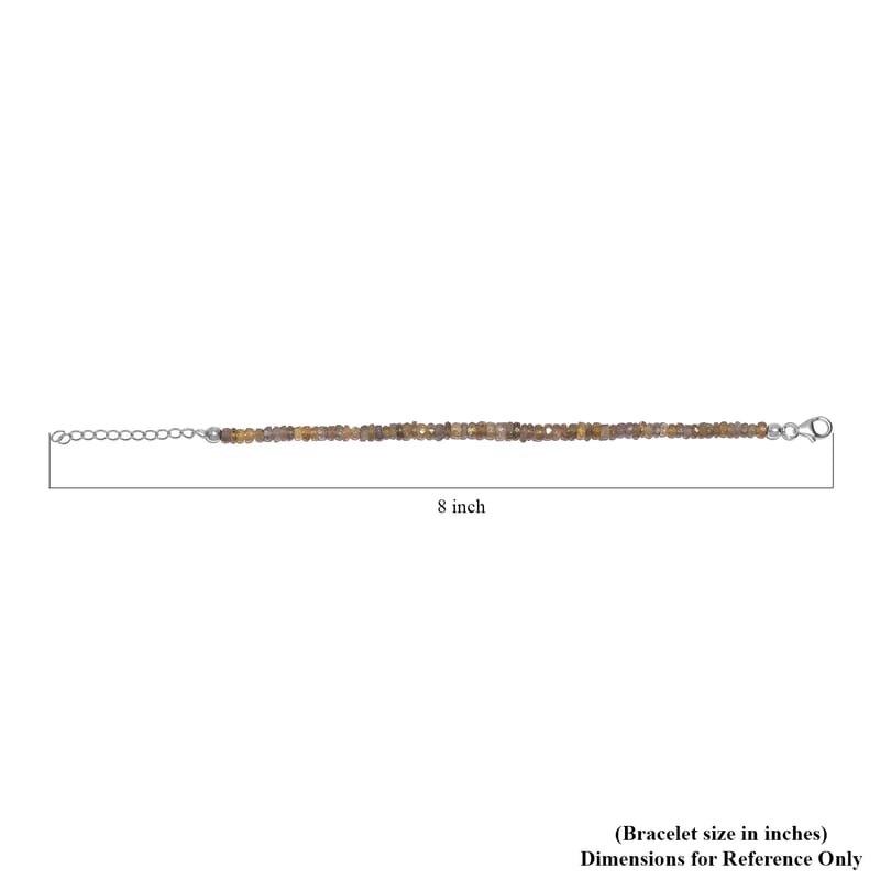 Golden Tanzanite Beaded Adjustable Bracelet in Rhodium Over Sterling Silver (6.50-8.00In) 24.40 ctw