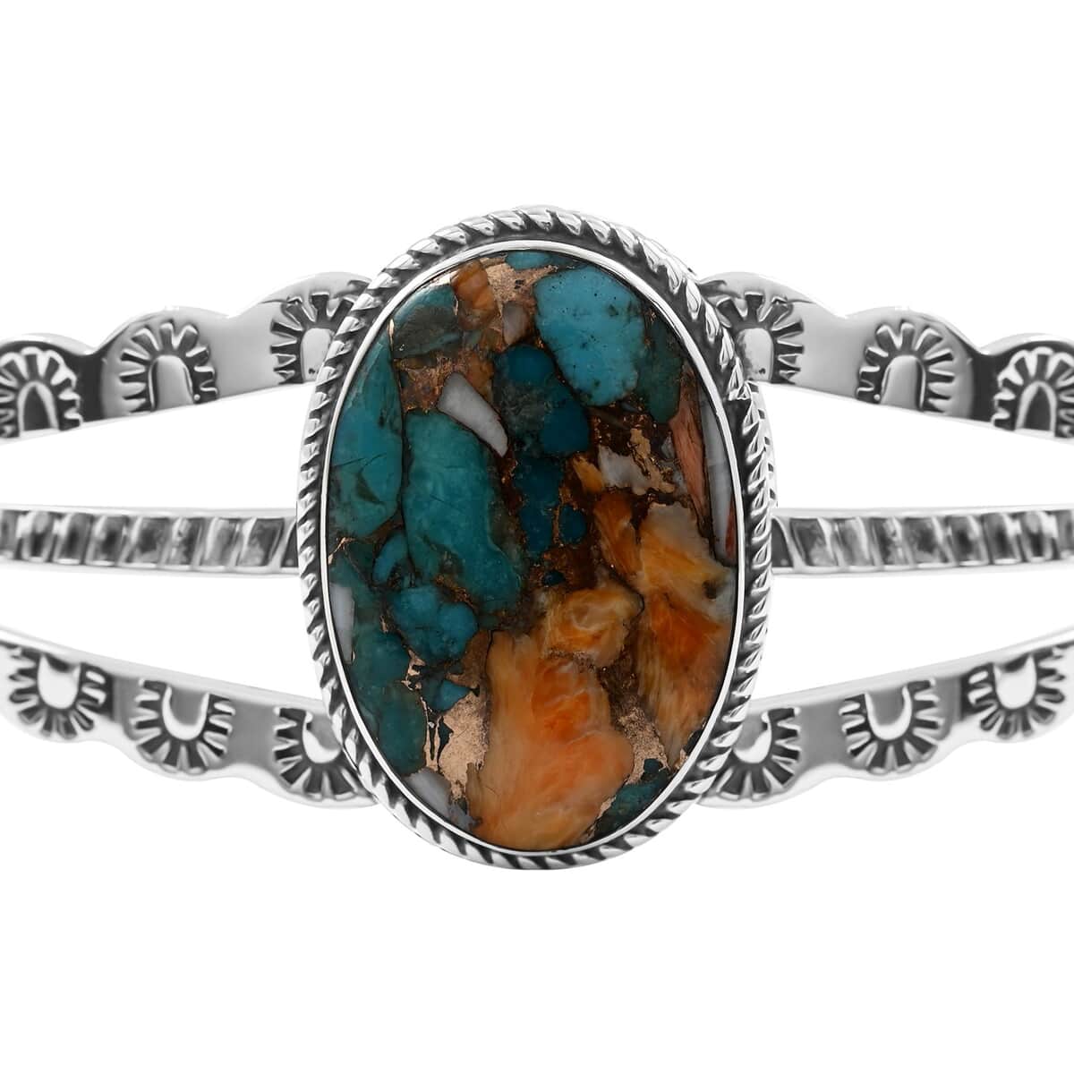 SANTA FE Style Mojave Turquoise Cuff Bracelet in Sterling Silver (6.50 In) 20.2 Grams 18.00 ctw image number 3