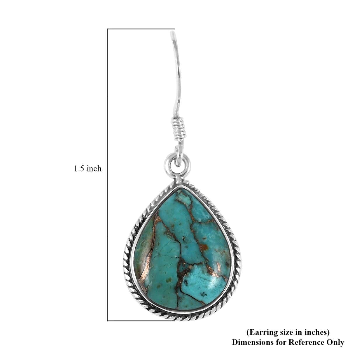 Santa Fe Style Mojave Turquoise Teardrop Dangle Earrings in Sterling Silver 12.00 ctw image number 4