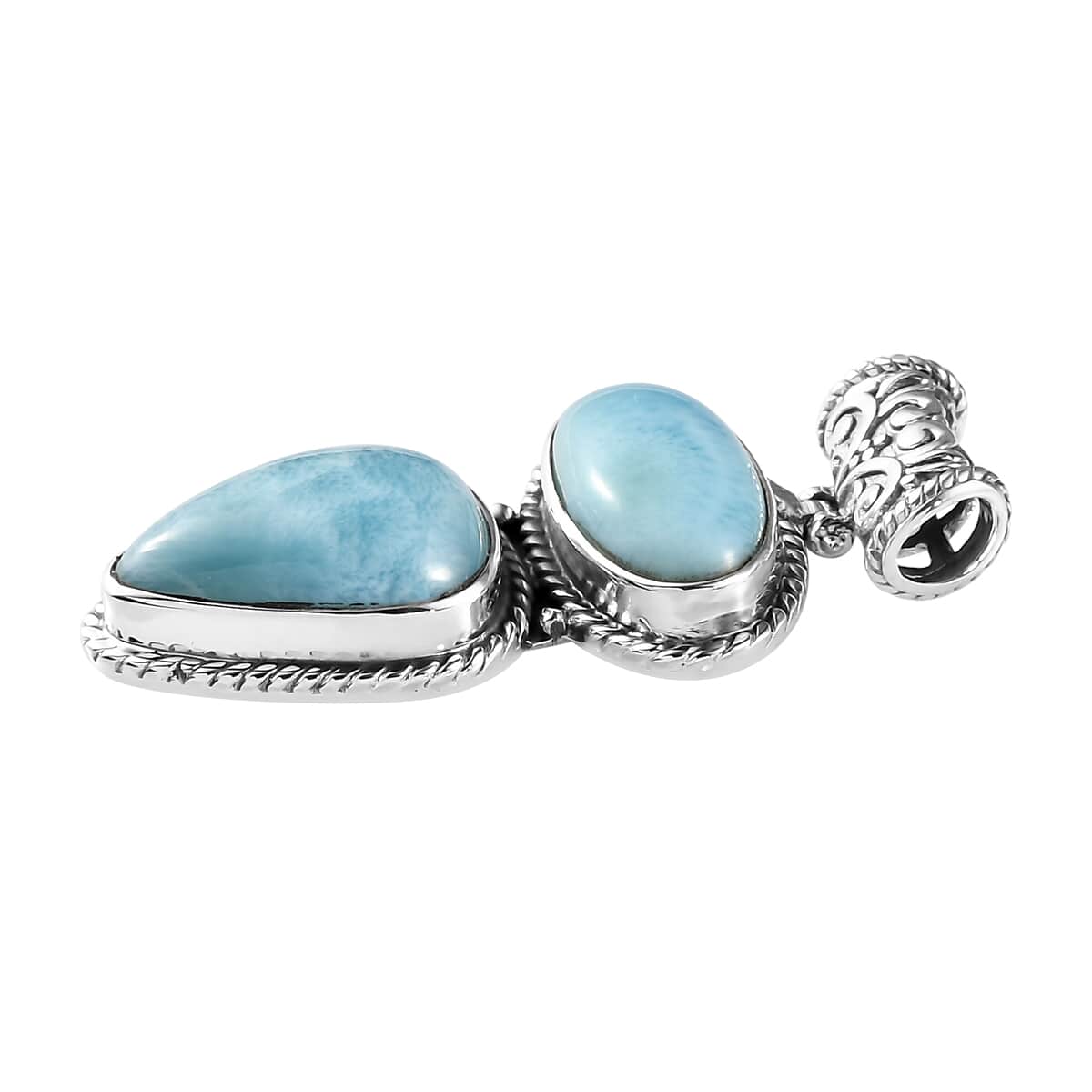 Artisan Crafted Larimar Fancy Pendant in Sterling Silver 13.25 ctw image number 3