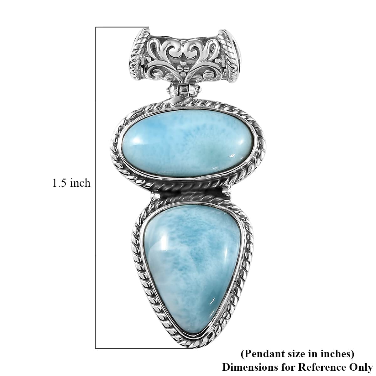 Artisan Crafted Larimar Fancy Pendant in Sterling Silver 13.25 ctw image number 5