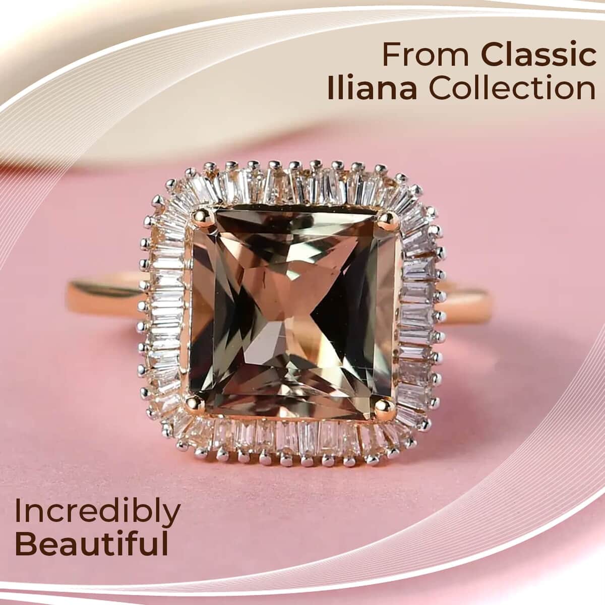 Iliana AAA Radiant Cut Turkizite Halo Ring, G-H SI Diamond Accent Ring, 18K Yellow Gold Ring, Turkizite Ring, Gold Gifts For Her 4.70 Grams 4.50 ctw image number 1