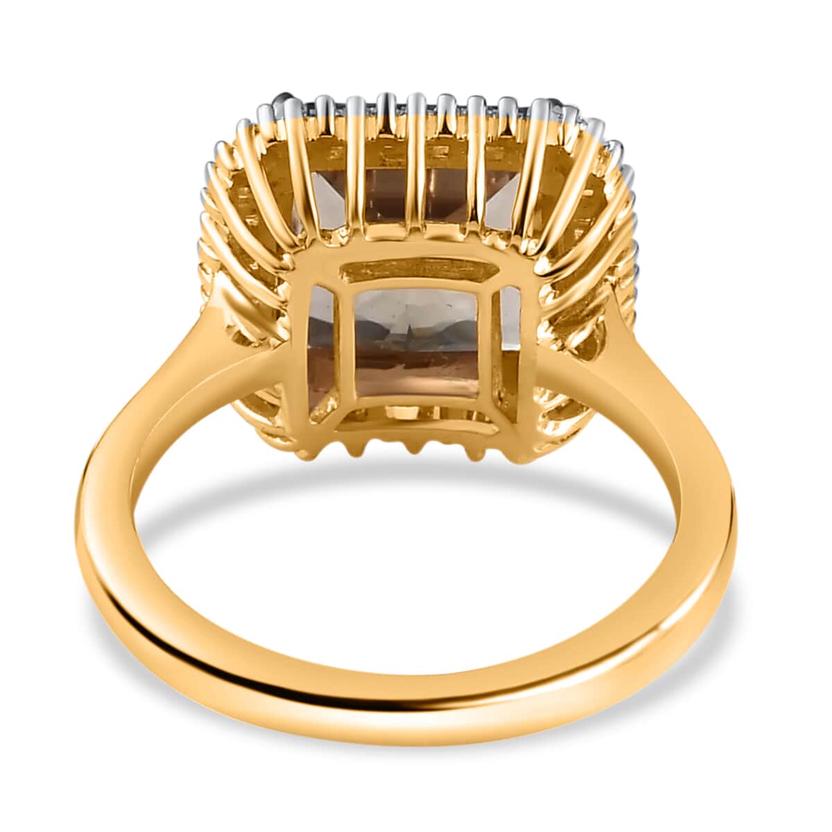 ILIANA 18K Yellow Gold AAA Radiant Cut Turkizite and G-H SI Diamond Halo Ring 4.70 Grams 4.50 ctw image number 4