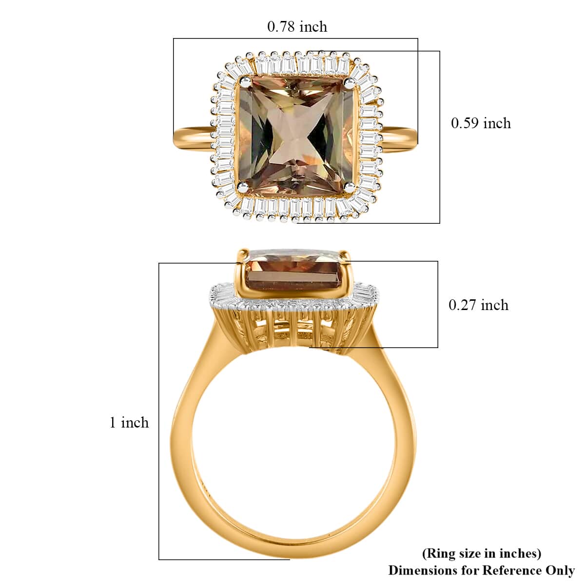 Iliana AAA Radiant Cut Turkizite Halo Ring, G-H SI Diamond Accent Ring, 18K Yellow Gold Ring, Turkizite Ring, Gold Gifts For Her 4.70 Grams 4.50 ctw image number 5