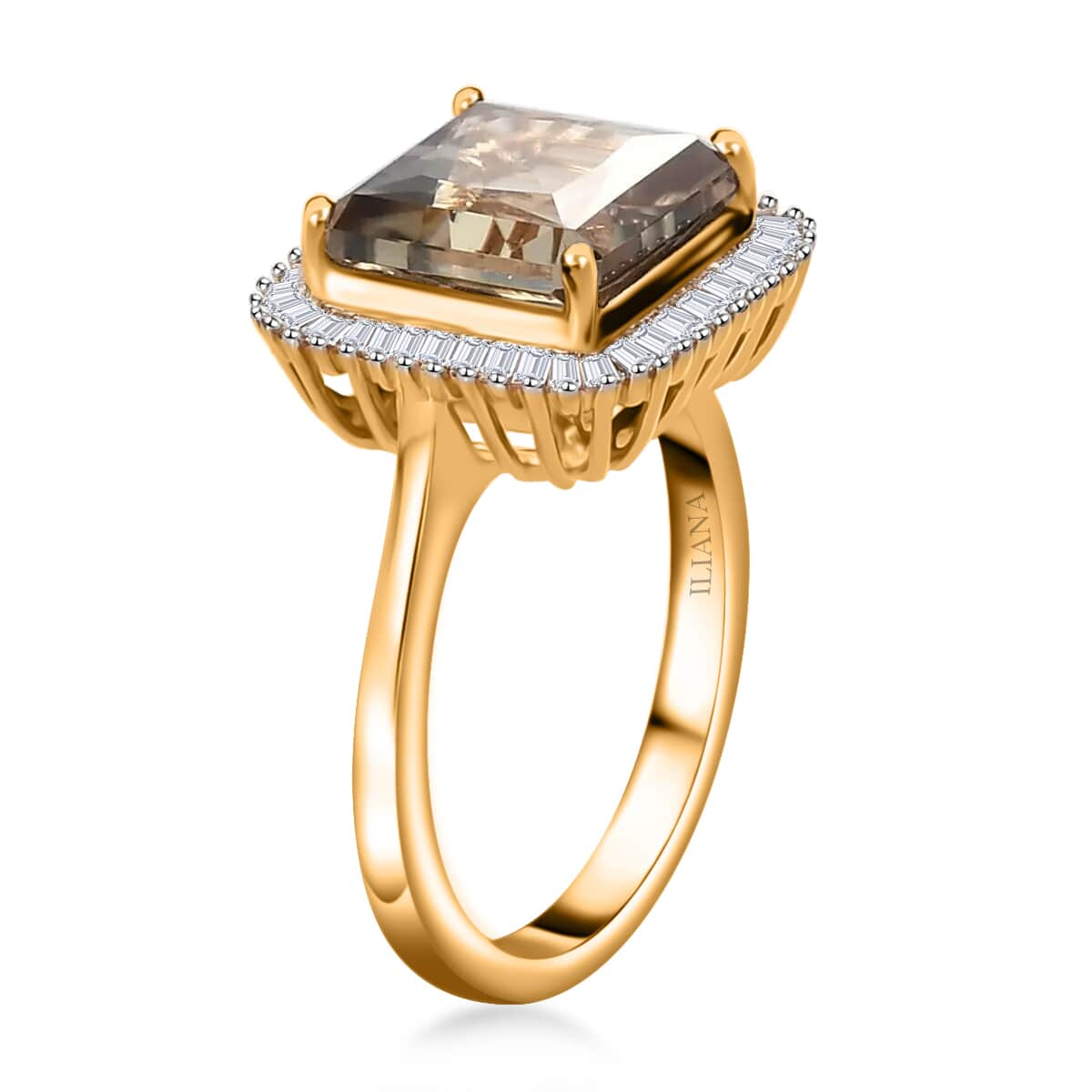 Iliana AAA Radiant Cut Turkizite Halo Ring, G-H SI Diamond Accent Ring, 18K Yellow Gold Ring, Turkizite Ring, Gold Gifts For Her 4.70 Grams 4.50 ctw image number 3