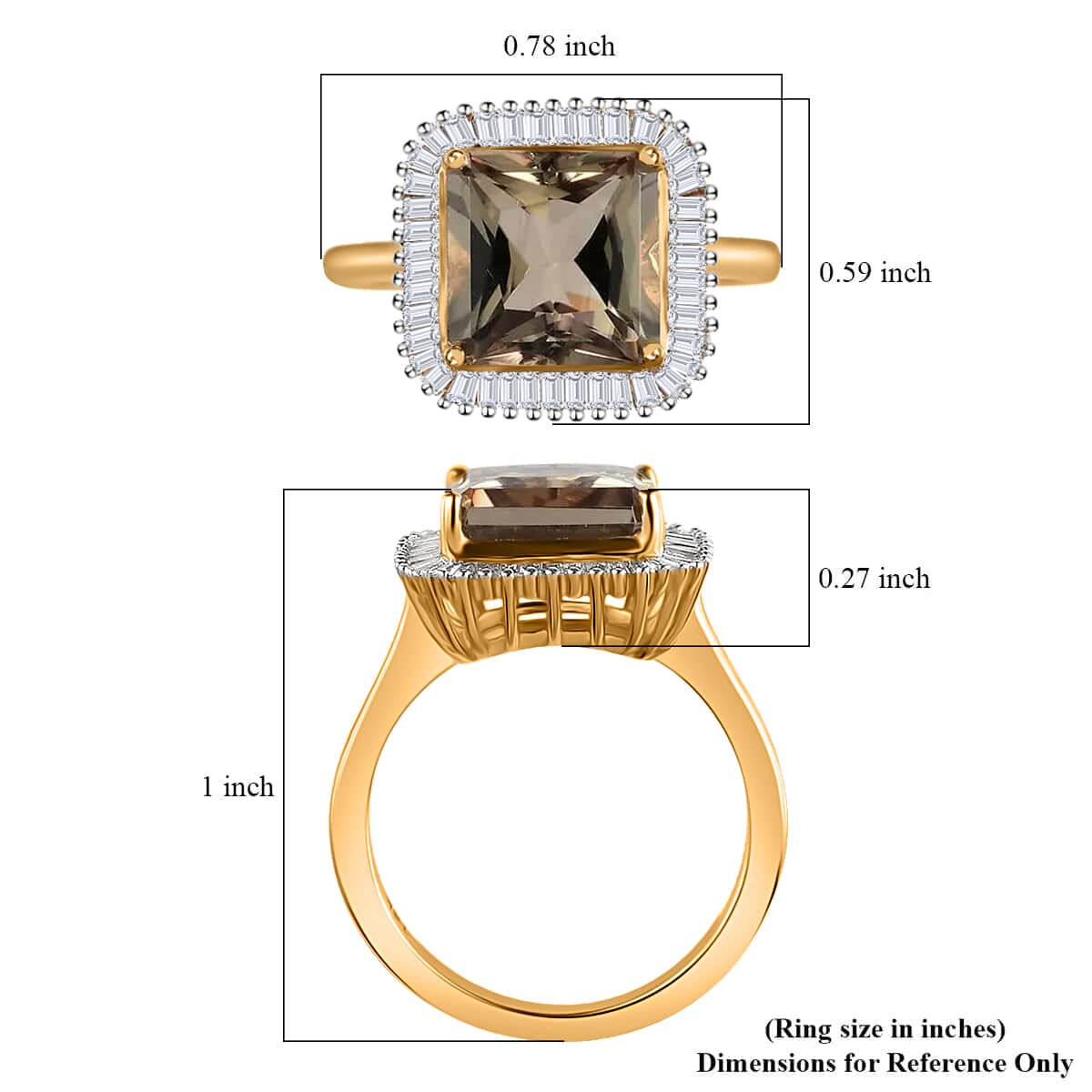 Iliana AAA Radiant Cut Turkizite Halo Ring, G-H SI Diamond Accent Ring, 18K Yellow Gold Ring, Turkizite Ring, Gold Gifts For Her 4.70 Grams 4.50 ctw image number 5