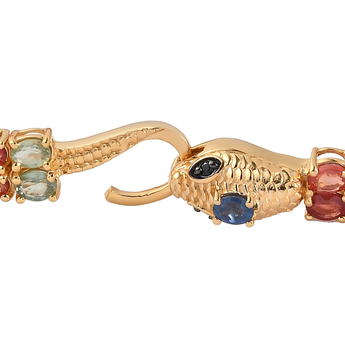 Multi Sapphire and Thai Black Spinel Double-Row Tennis Bracelet in Vermeil Yellow Gold Over Sterling Silver (8.00 In) 12 Grams 17.90 ctw image number 3