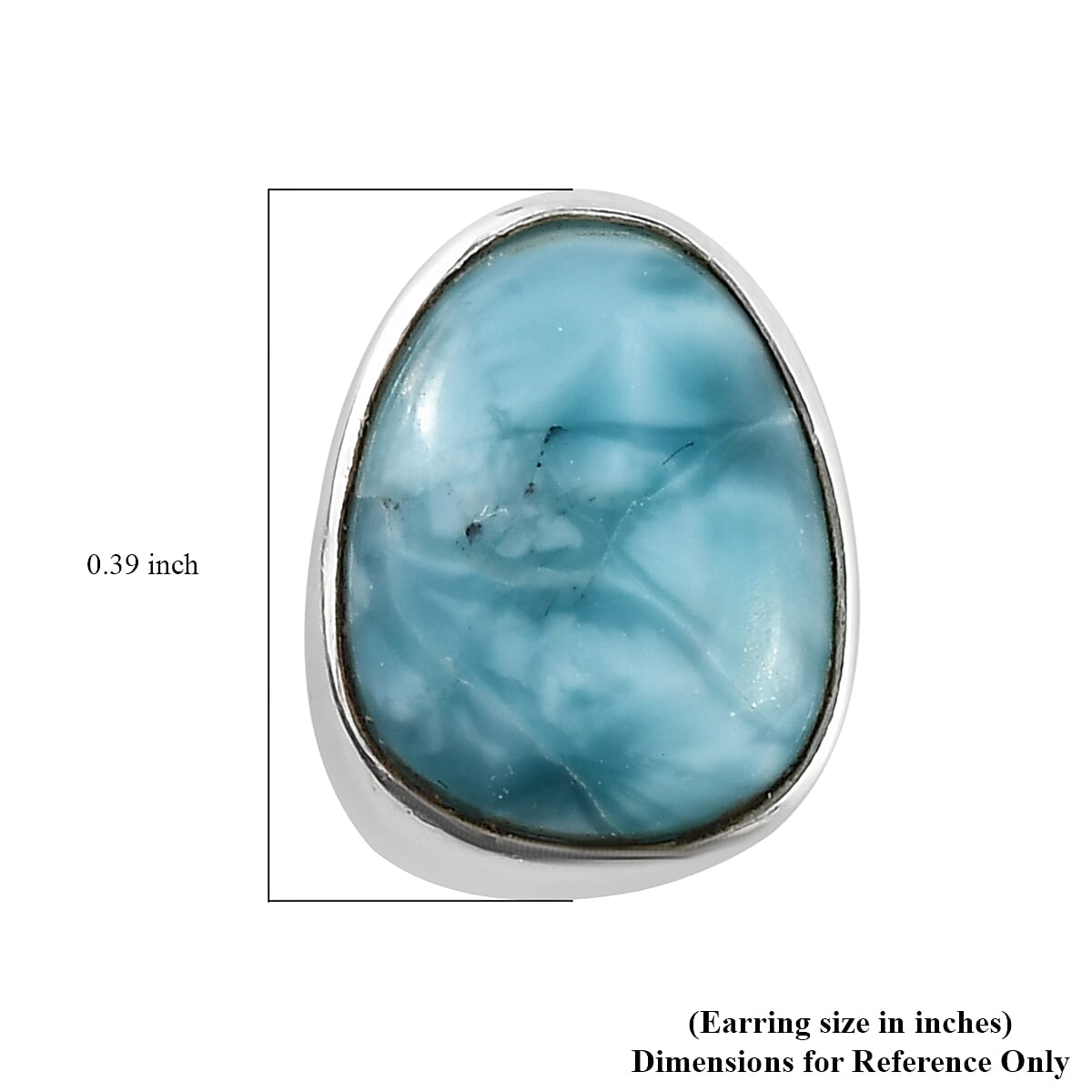 Artisan Crafted Larimar Solitaire Stud Earrings in Sterling Silver 4.35 ctw