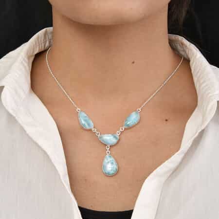 Artisan Crafted Larimar Necklace 18 Inches in Sterling Silver 29.00 ctw image number 2