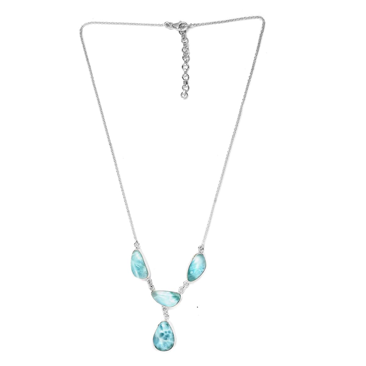 Artisan Crafted Larimar Necklace 18 Inches in Sterling Silver 29.00 ctw image number 3