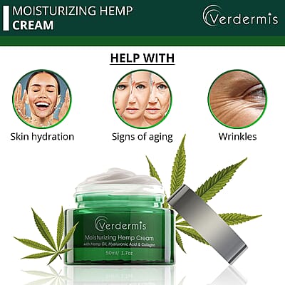 Verdermis Moisturizing Hemp Cream 50ml/1.7oz (Made in USA), Anti Aging, Face Moisturizer, Skin Care