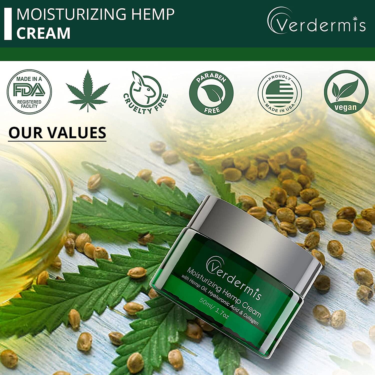 Buy Verdermis Moisturizing Hemp Cream 50ml/1.7oz (Made in