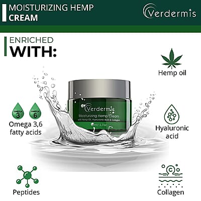 Verdermis Moisturizing Hemp Cream 50ml/1.7oz (Made in USA), Anti Aging, Face Moisturizer, Skin Care