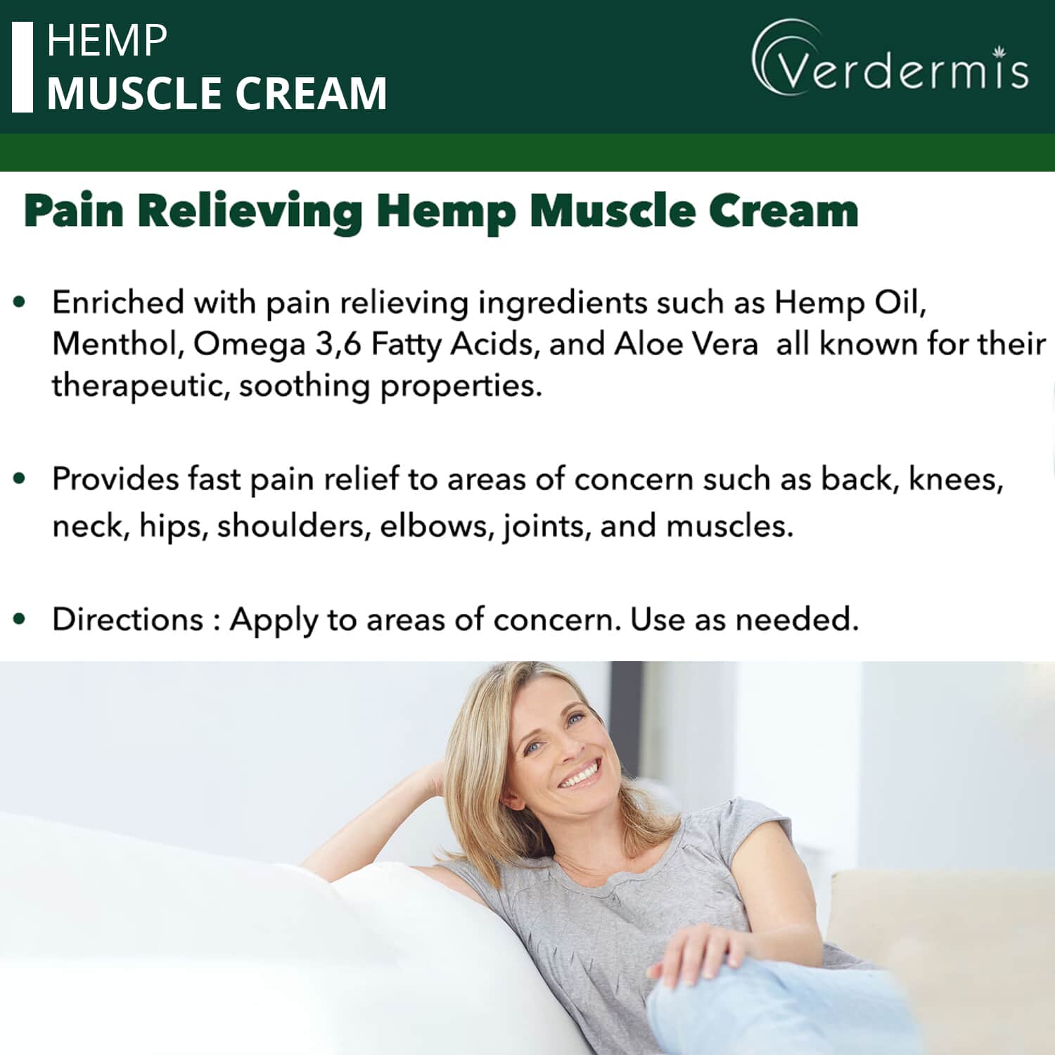 Buy Verdermis Hemp Muscle Cream 50ml 1.7oz Made in USA Hemp