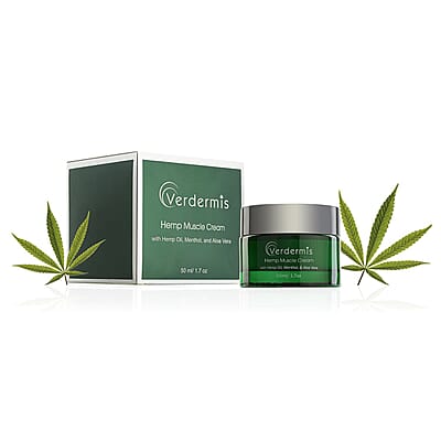 Verdermis Hemp Muscle Cream 50ml/1.7oz (Made in USA) , Hemp Cream , Muscle Pain Relief Cream