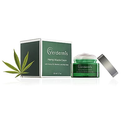 Verdermis Hemp Muscle Cream 50ml/1.7oz (Made in USA) , Hemp Cream , Muscle Pain Relief Cream