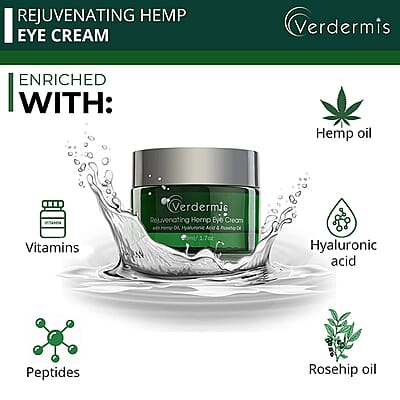 Verdermis Rejuvenating Hemp Eye Cream 50ml/1.7oz (Made in USA), Under Eye Cream