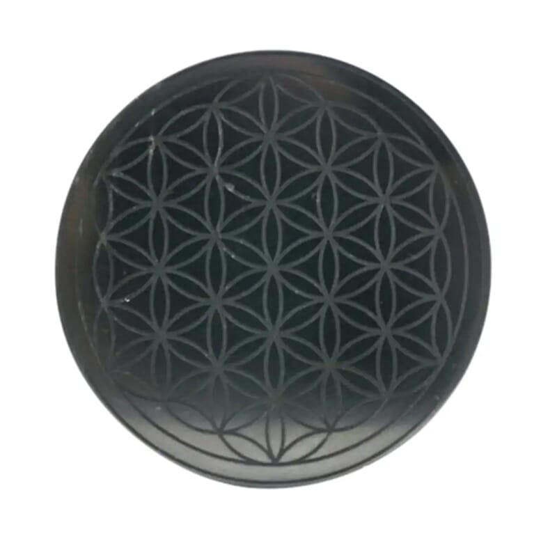 Shungite Flower of Life Round Tile 10cm Approx. 925ctw
