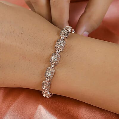 Natural Champagne Diamond 3.00 ctw Bracelet In Vermeil Rose Gold Plated Sterling Silver, Diamond Jewelry Gifts For Women (7.25 In)