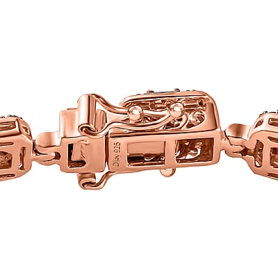 Natural Champagne Diamond 3.00 ctw Bracelet In Vermeil Rose Gold Plated Sterling Silver, Diamond Jewelry Gifts For Women (7.25 In)