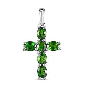 Chrome Diopside 1.05 ctw Pendant in Platinum Over Sterling Silver