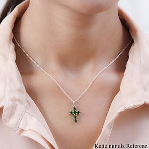 Chrome Diopside 1.05 ctw Pendant in Platinum Over Sterling Silver