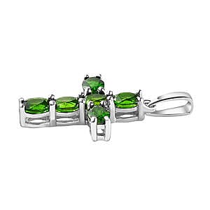 Chrome Diopside 1.05 ctw Pendant in Platinum Over Sterling Silver