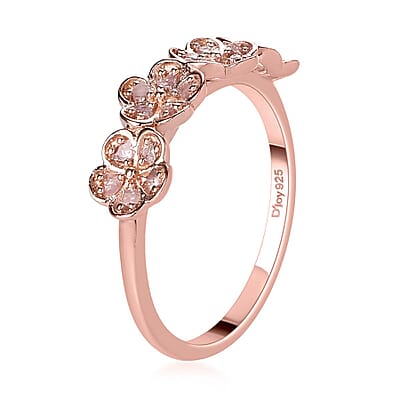 Uncut Natural Pink Diamond Floral Ring in Vermeil RG Over Sterling Silver (Size 10.0) 0.20 ctw