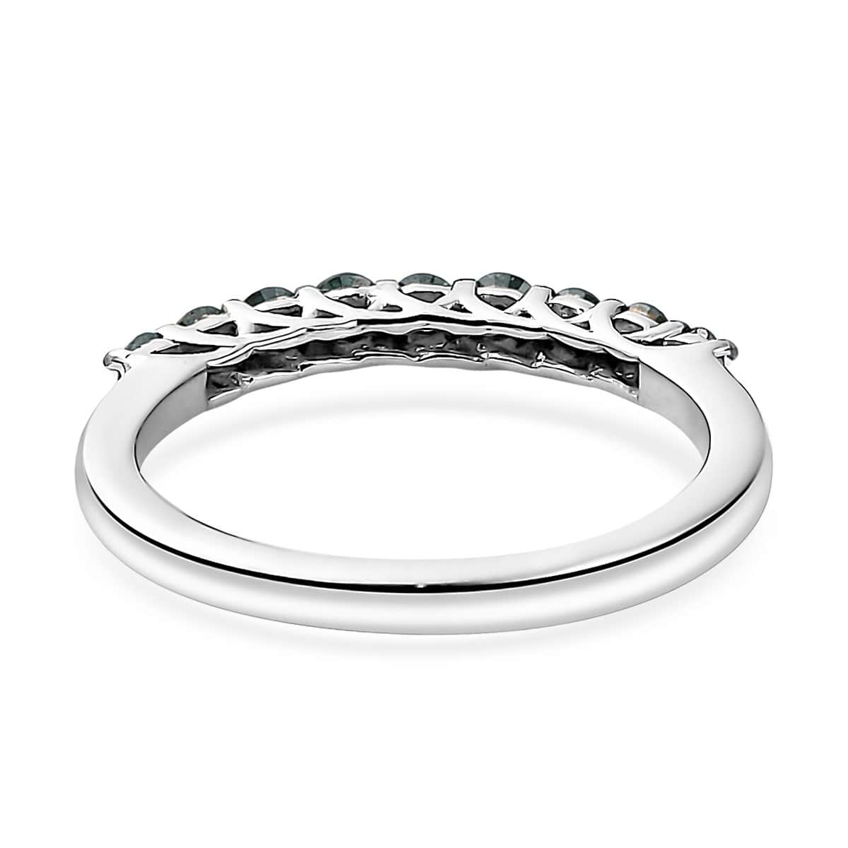 Doorbuster Blue Diamond (IR) Half Eternity Band Ring in Platinum Over Sterling Silver (Size 7.0) 0.50 ctw image number 4