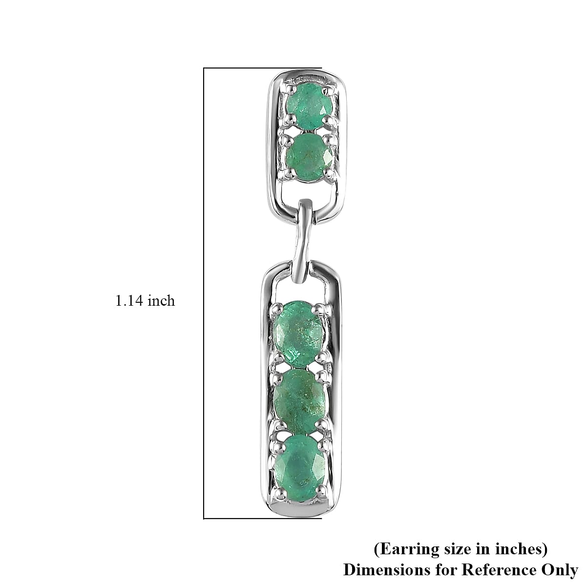 Boyaca Colombian Emerald Fancy Earrings in Platinum Over Sterling Silver 1.35 ctw