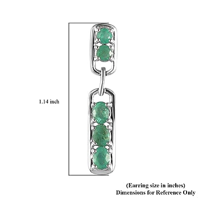 Boyaca Colombian Emerald Fancy Earrings in Platinum Over Sterling Silver 1.35 ctw