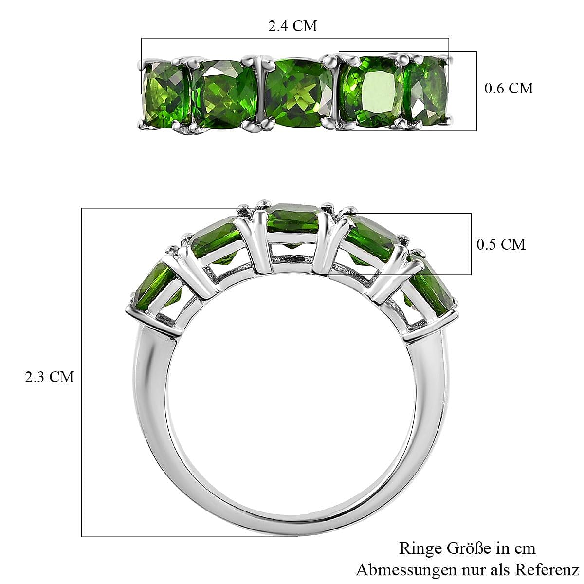 Chrome Diopside 2.85 ctw Ring in Platinum Over Sterling Silver (Size 10)