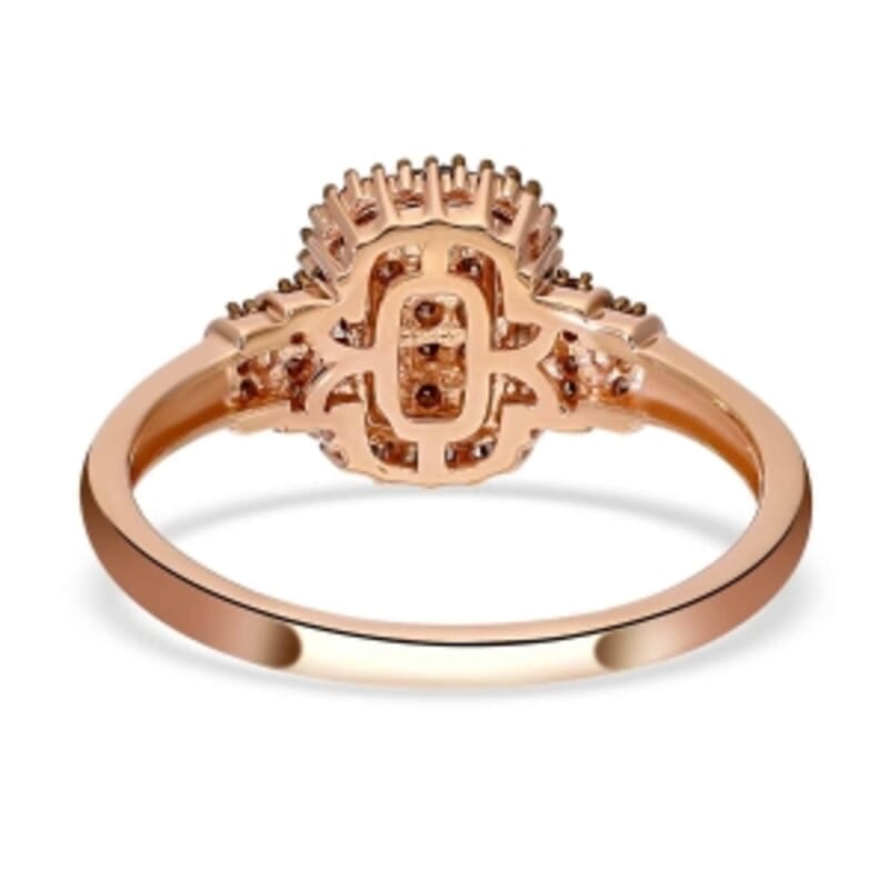 Natural Champagne Diamond 0.48 ctw Ring in 18K Vermeil Rose Gold Over Sterling Silver (Size 11.5)