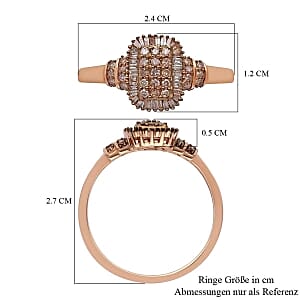 Natural Champagne Diamond 0.48 ctw Ring in 18K Vermeil Rose Gold Over Sterling Silver (Size 11.5)