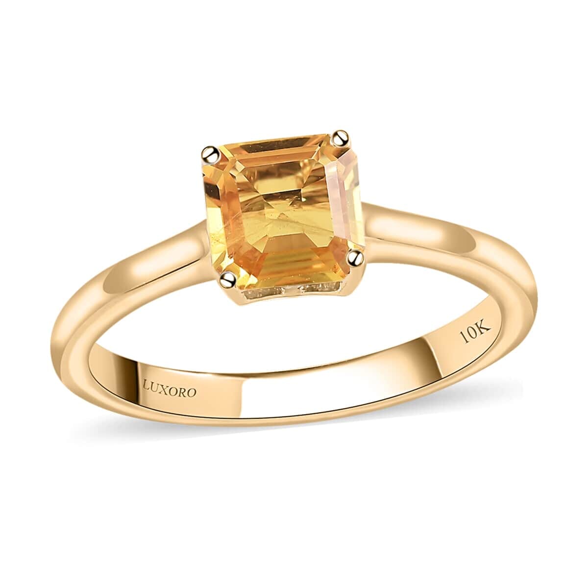 Luxoro 10K Yellow Gold Asscher Cut AAA Madagascar Yellow Sapphire Solitaire Ring 1.20 ctw image number 0