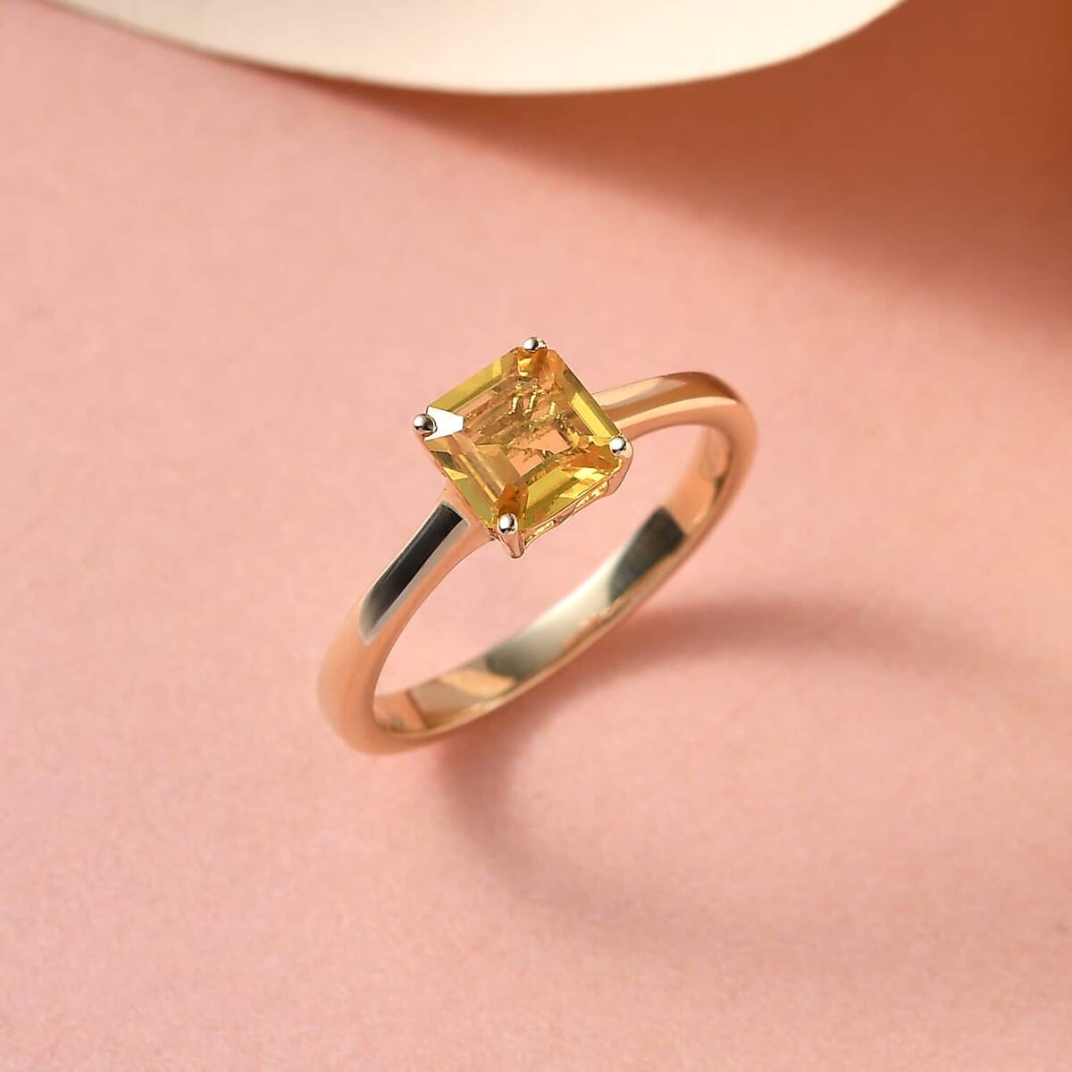 Luxoro 10K Yellow Gold Asscher Cut AAA Madagascar Yellow Sapphire Solitaire Ring 1.20 ctw image number 1