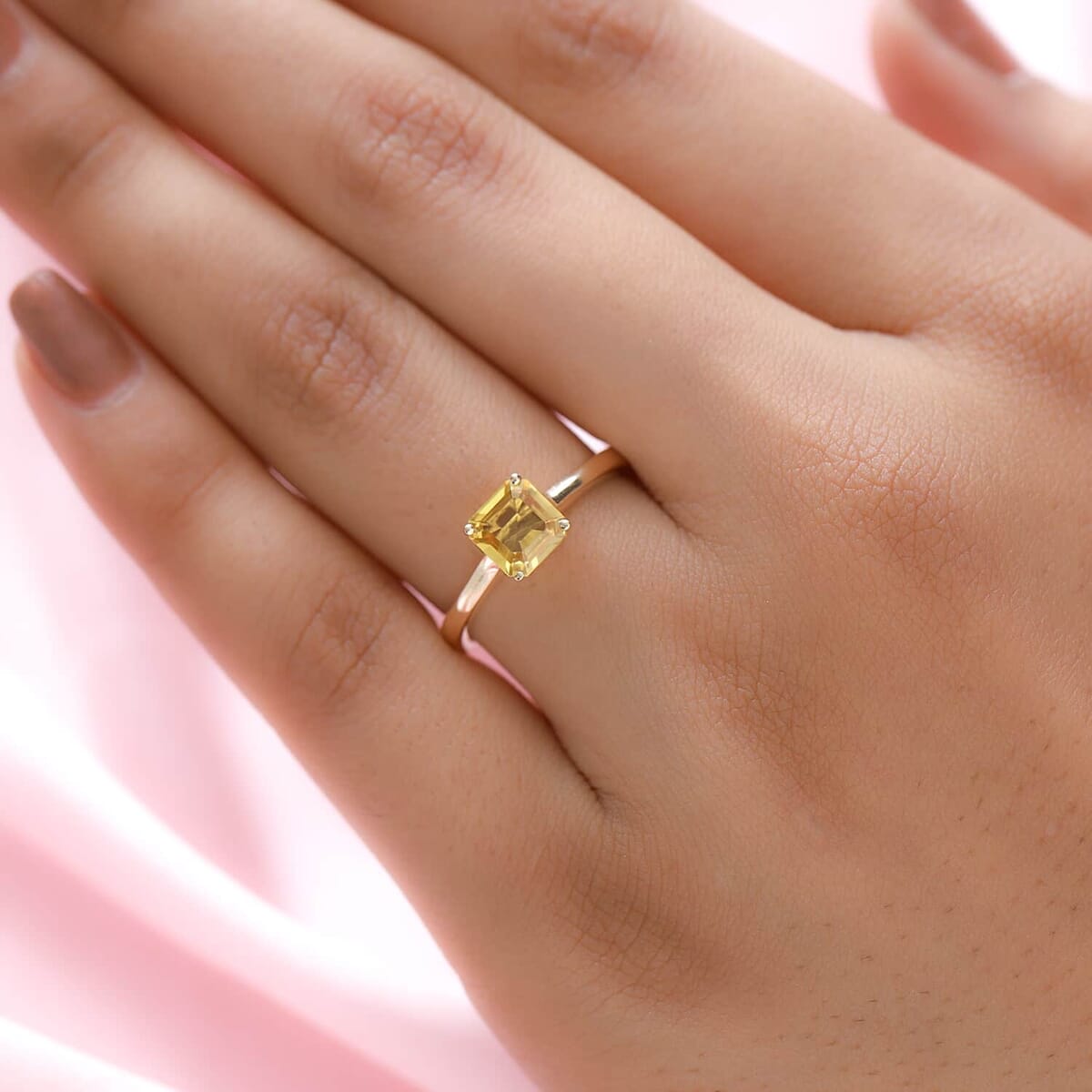 Luxoro 10K Yellow Gold Asscher Cut AAA Madagascar Yellow Sapphire Solitaire Ring 1.20 ctw image number 2