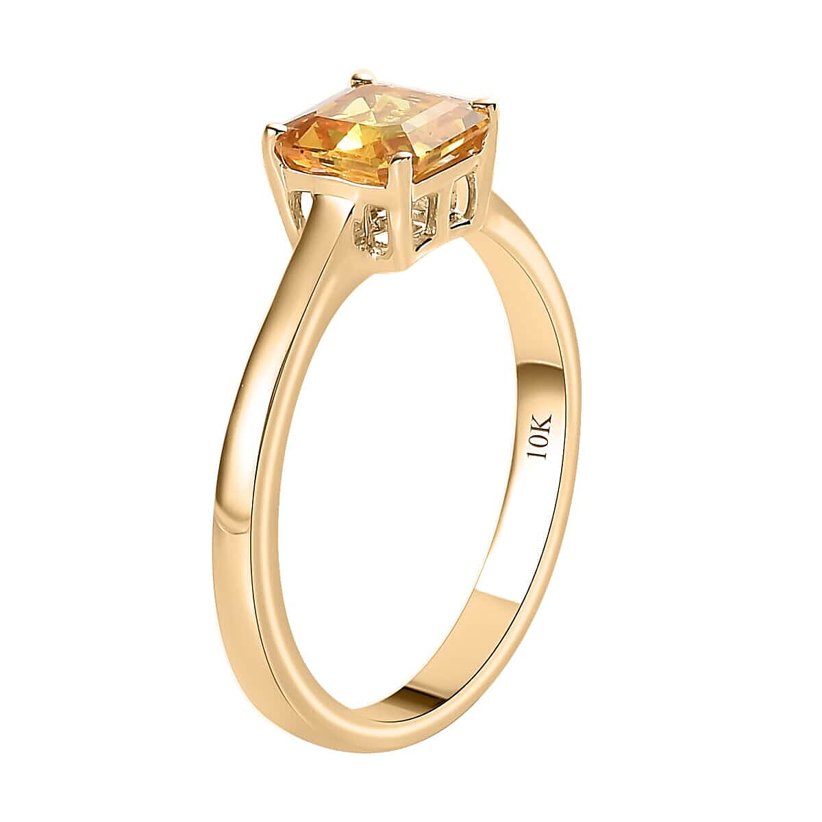 Luxoro 10K Yellow Gold Asscher Cut AAA Madagascar Yellow Sapphire Solitaire Ring (Size 10.0) 1.20 ctw