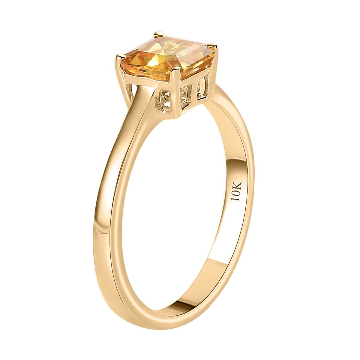 Luxoro 10K Yellow Gold Asscher Cut AAA Madagascar Yellow Sapphire Solitaire Ring 1.20 ctw image number 3