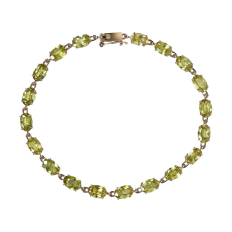Luxoro 10K Yellow Gold AAA Sava Sphene Link Bracelet (6.50 In) 10.25 ctw