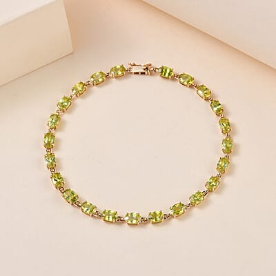 Luxoro 10K Yellow Gold AAA Sava Sphene Link Bracelet (6.50 In) 10.25 ctw
