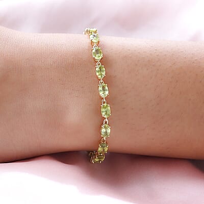 Luxoro 10K Yellow Gold AAA Sava Sphene Link Bracelet (6.50 In) 10.25 ctw