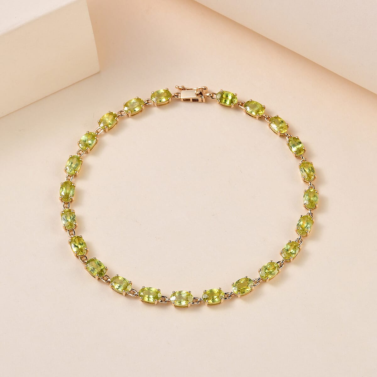 Luxoro 10K Yellow Gold AAA Sava Sphene Link Bracelet (7.25 In) 11.25 ctw image number 1