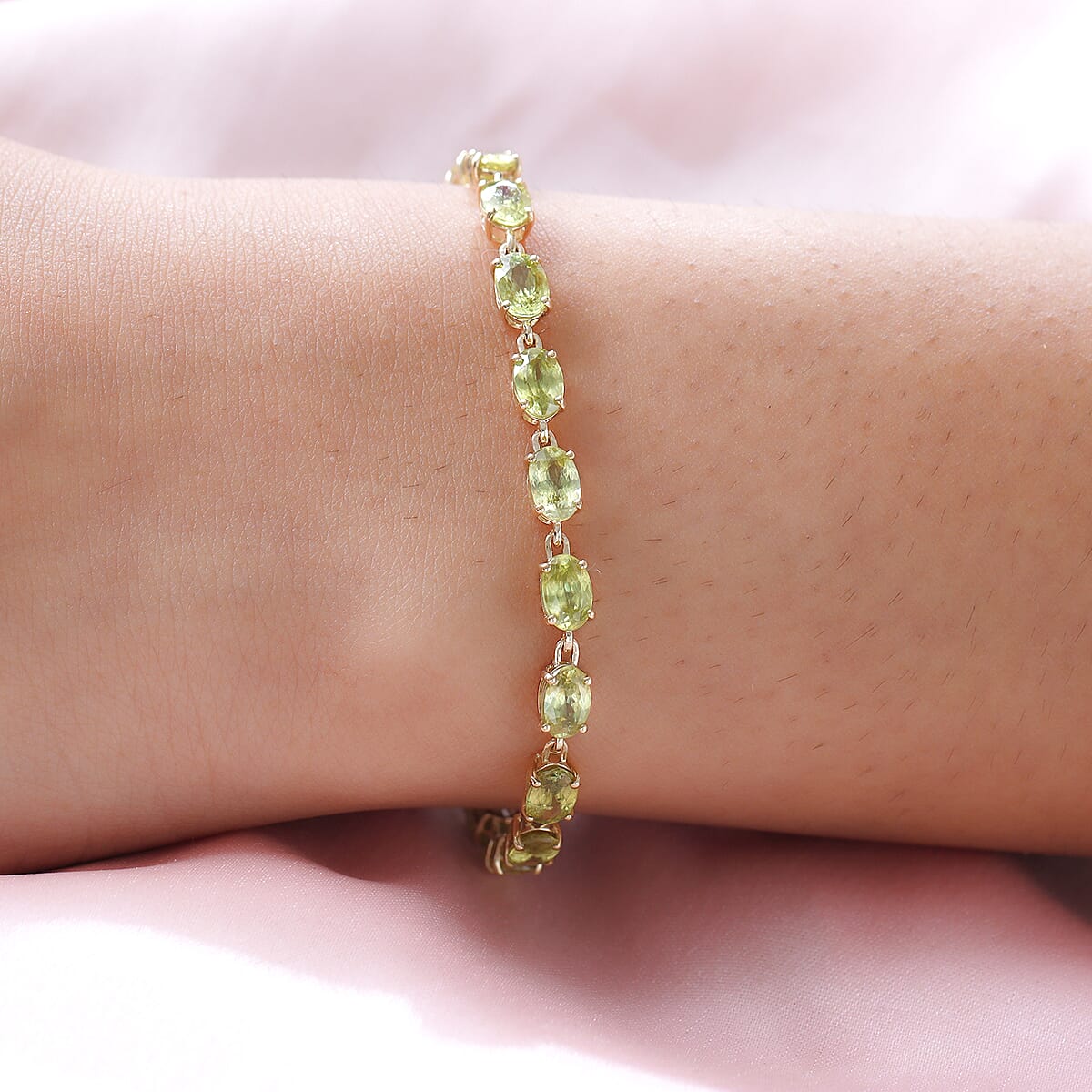 Luxoro 10K Yellow Gold AAA Sava Sphene Link Bracelet (7.25 In) 11.25 ctw image number 2