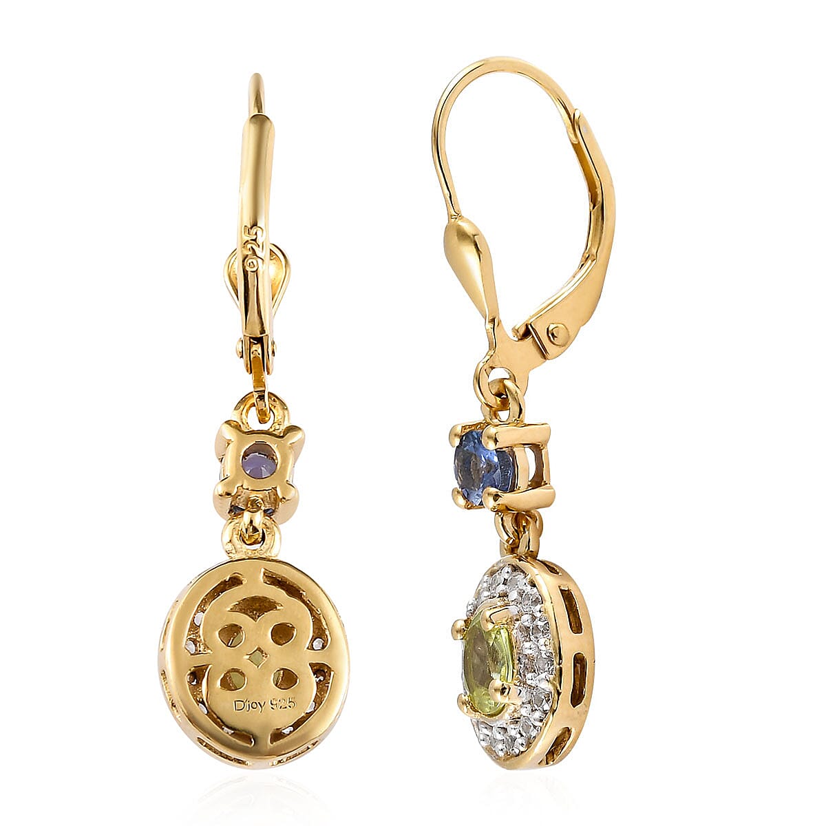 AAA Sava Sphene and Multi Gemstone Lever Back Earrings in Vermeil Yellow Gold Over Sterling Silver 1.60 ctw image number 3