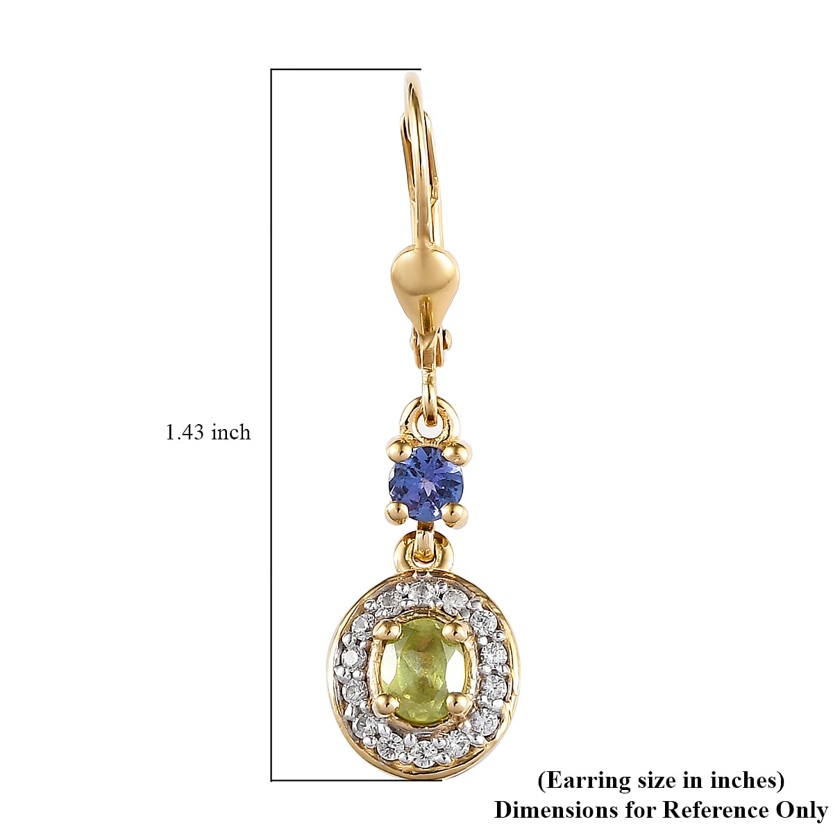 AAA Sava Sphene and Multi Gemstone Lever Back Earrings in Vermeil Yellow Gold Over Sterling Silver 1.60 ctw image number 4