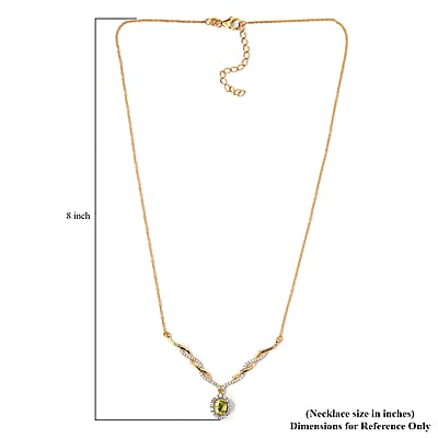 AAA Sava Sphene and Natural White Zircon Necklace 18 Inches in Vermeil Yellow Gold Over Sterling Silver 1.75 ctw