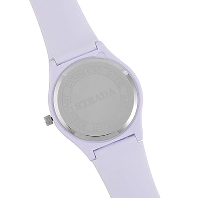 Strada Japanese Movement Black Dial Watch with White Silicone Strap (44mm) (5.50-7.50Inches)