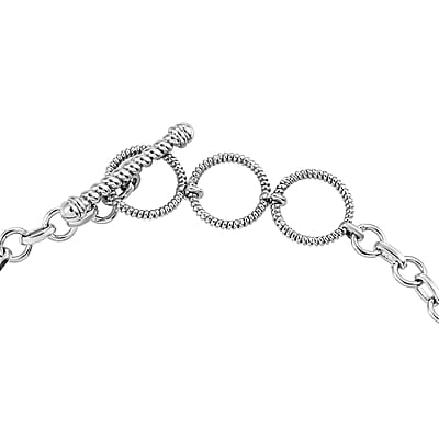 Artisan Crafted Sierra Nevada Turquoise and Multi-Tourmaline Toggle Clasp Bracelet in Sterling Silver (6.50-8.0In) 12.00 ctw