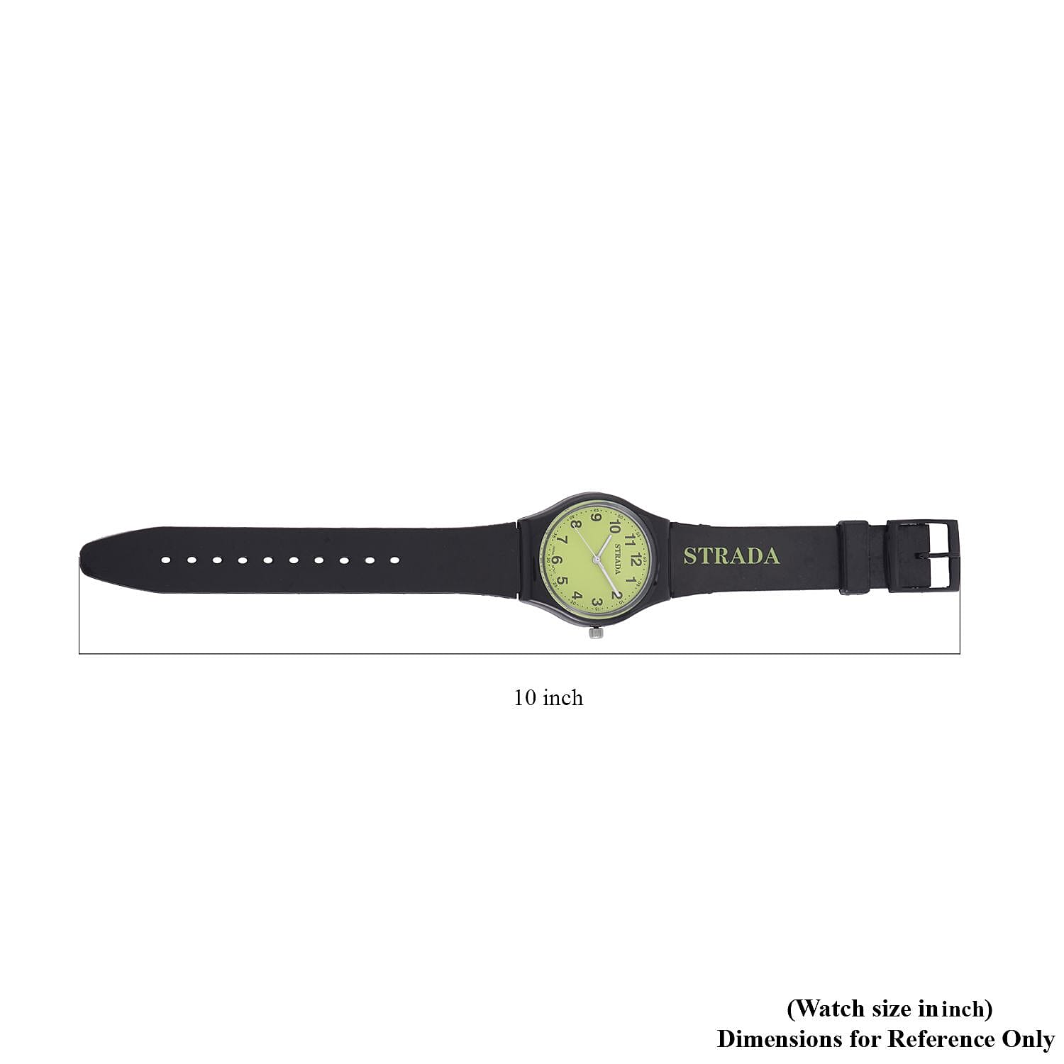 Strada Japanese Movement Bright Green Dial Watch with Black Silicone Strap (44mm) (5.50-7.50Inches)